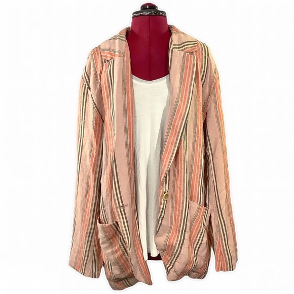 🏷NWT 🌸FREE PEOPLE Simply Stripe Blazer - Picture 2 of 8
